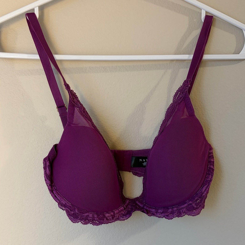 Natori Deep Purple Feathers Lace Bra